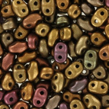 Matubo MiniDuo Perlen 4x2.5mm Matte - metallic gold copper iris